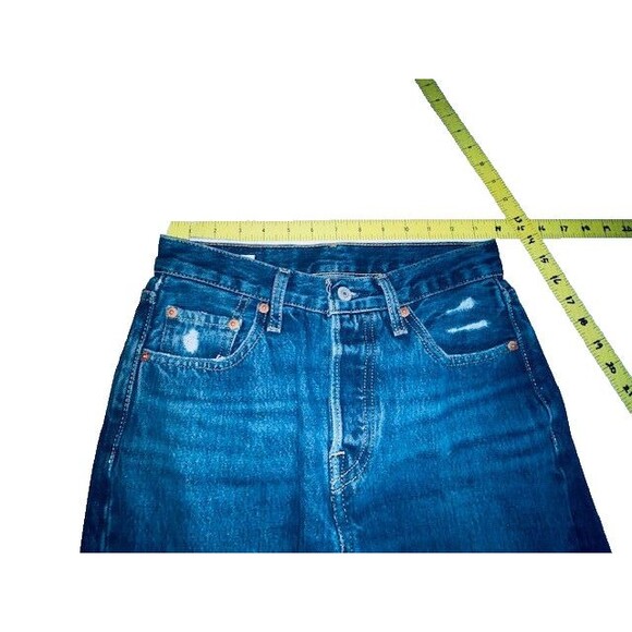 Levis 501 Jeans Womens 24x30 Fits 27x30 Blue Premium Button Fly Distressed Big E - Picture 4 of 16